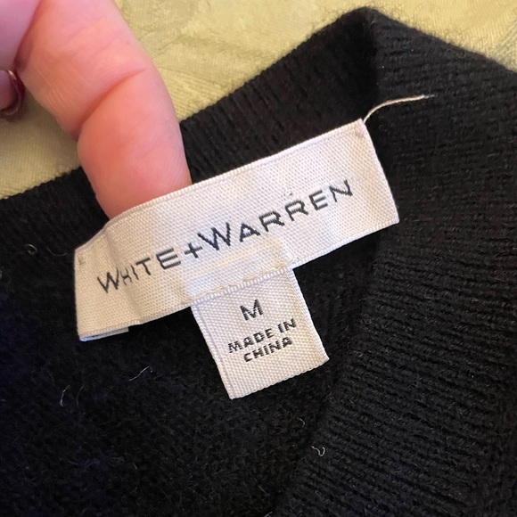 White + Warren 100% Cashmere Distressed Cutouts Fringe Details Sweater MD - LG - Picture 7 of 16